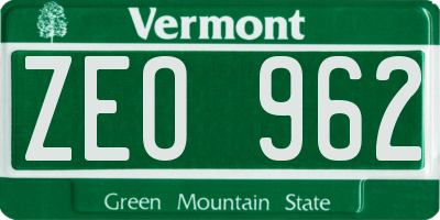 VT license plate ZEO962