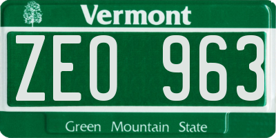 VT license plate ZEO963