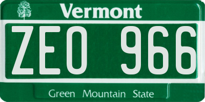 VT license plate ZEO966