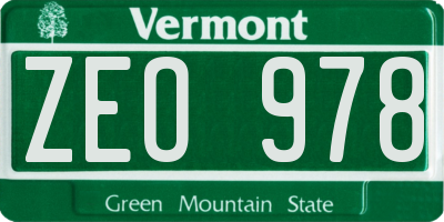 VT license plate ZEO978