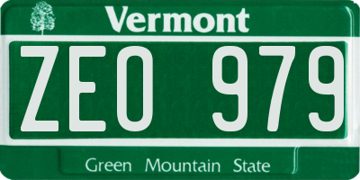 VT license plate ZEO979