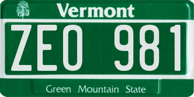 VT license plate ZEO981