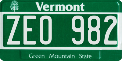 VT license plate ZEO982