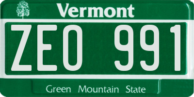 VT license plate ZEO991