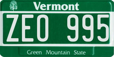 VT license plate ZEO995