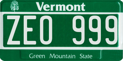 VT license plate ZEO999