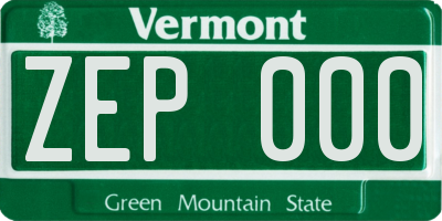 VT license plate ZEP000