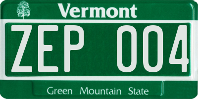VT license plate ZEP004