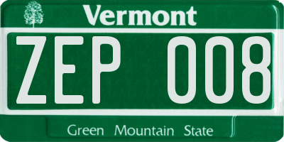 VT license plate ZEP008