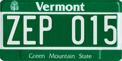 VT license plate ZEP015