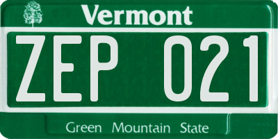 VT license plate ZEP021