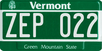 VT license plate ZEP022