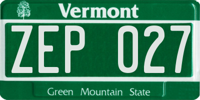 VT license plate ZEP027