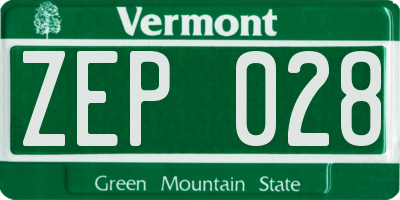 VT license plate ZEP028