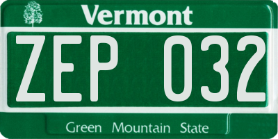 VT license plate ZEP032