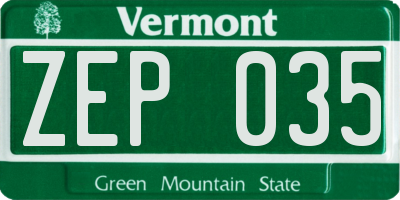 VT license plate ZEP035