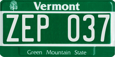 VT license plate ZEP037