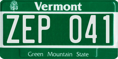 VT license plate ZEP041