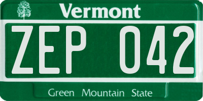 VT license plate ZEP042