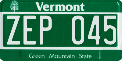 VT license plate ZEP045