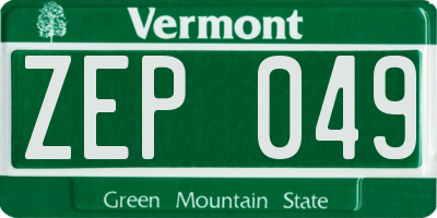VT license plate ZEP049