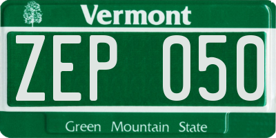 VT license plate ZEP050