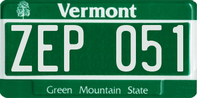 VT license plate ZEP051