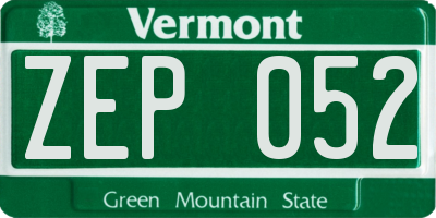VT license plate ZEP052