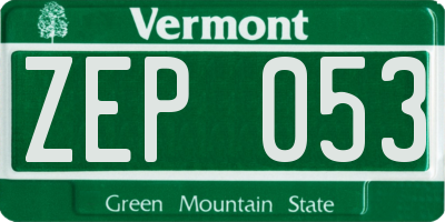 VT license plate ZEP053