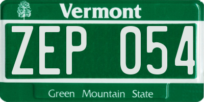 VT license plate ZEP054