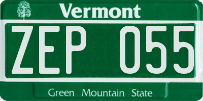 VT license plate ZEP055
