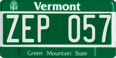 VT license plate ZEP057