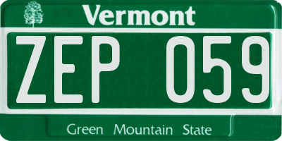 VT license plate ZEP059