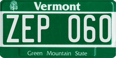 VT license plate ZEP060