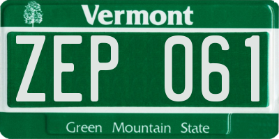 VT license plate ZEP061