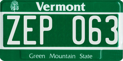 VT license plate ZEP063