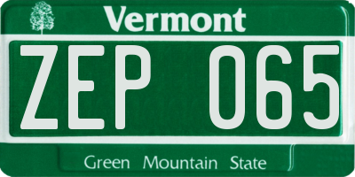 VT license plate ZEP065