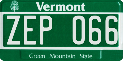 VT license plate ZEP066