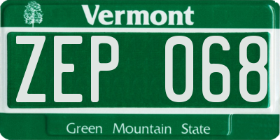 VT license plate ZEP068