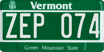 VT license plate ZEP074