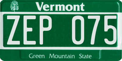 VT license plate ZEP075