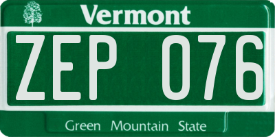 VT license plate ZEP076