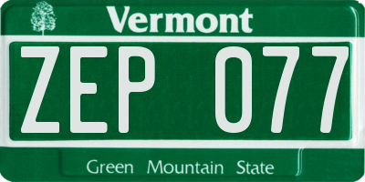 VT license plate ZEP077