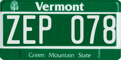 VT license plate ZEP078