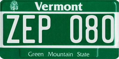 VT license plate ZEP080