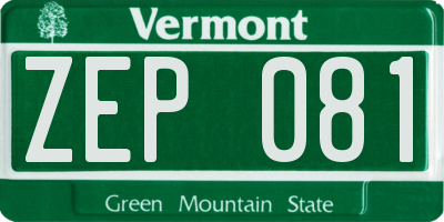 VT license plate ZEP081