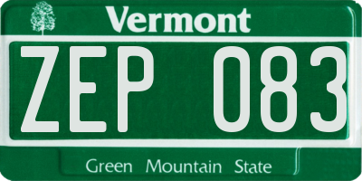 VT license plate ZEP083