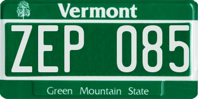 VT license plate ZEP085