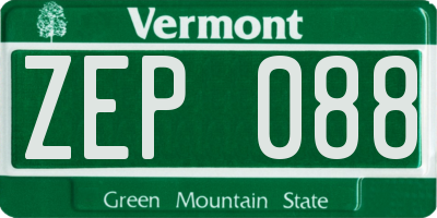 VT license plate ZEP088