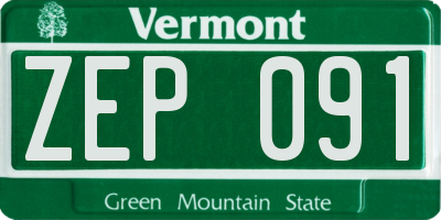 VT license plate ZEP091